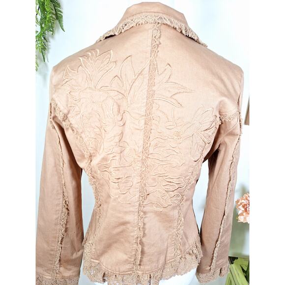Vintage Ceres Women's Brown Embroidered Jacket Size Medium - Picture 4 of 8
